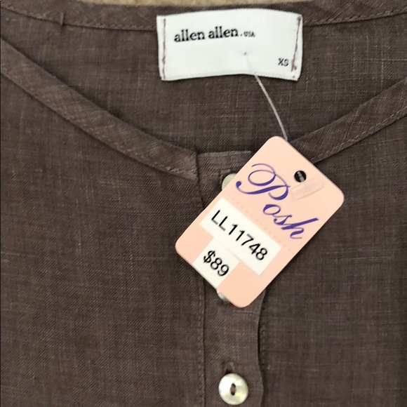 NEW Allen Allen Taupe Linen Button Cami XS - Picture 4 of 8